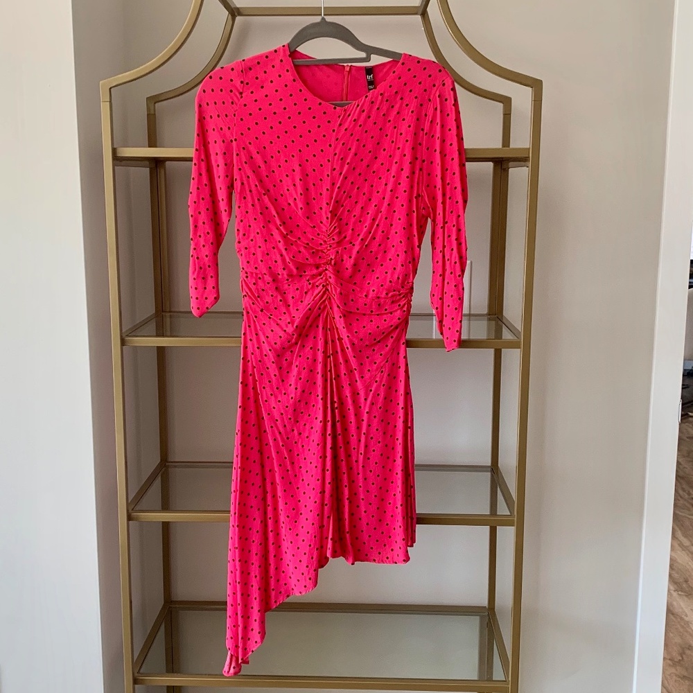 Zara Hot Pink Polka Dot Asymmetrical Mini Dress